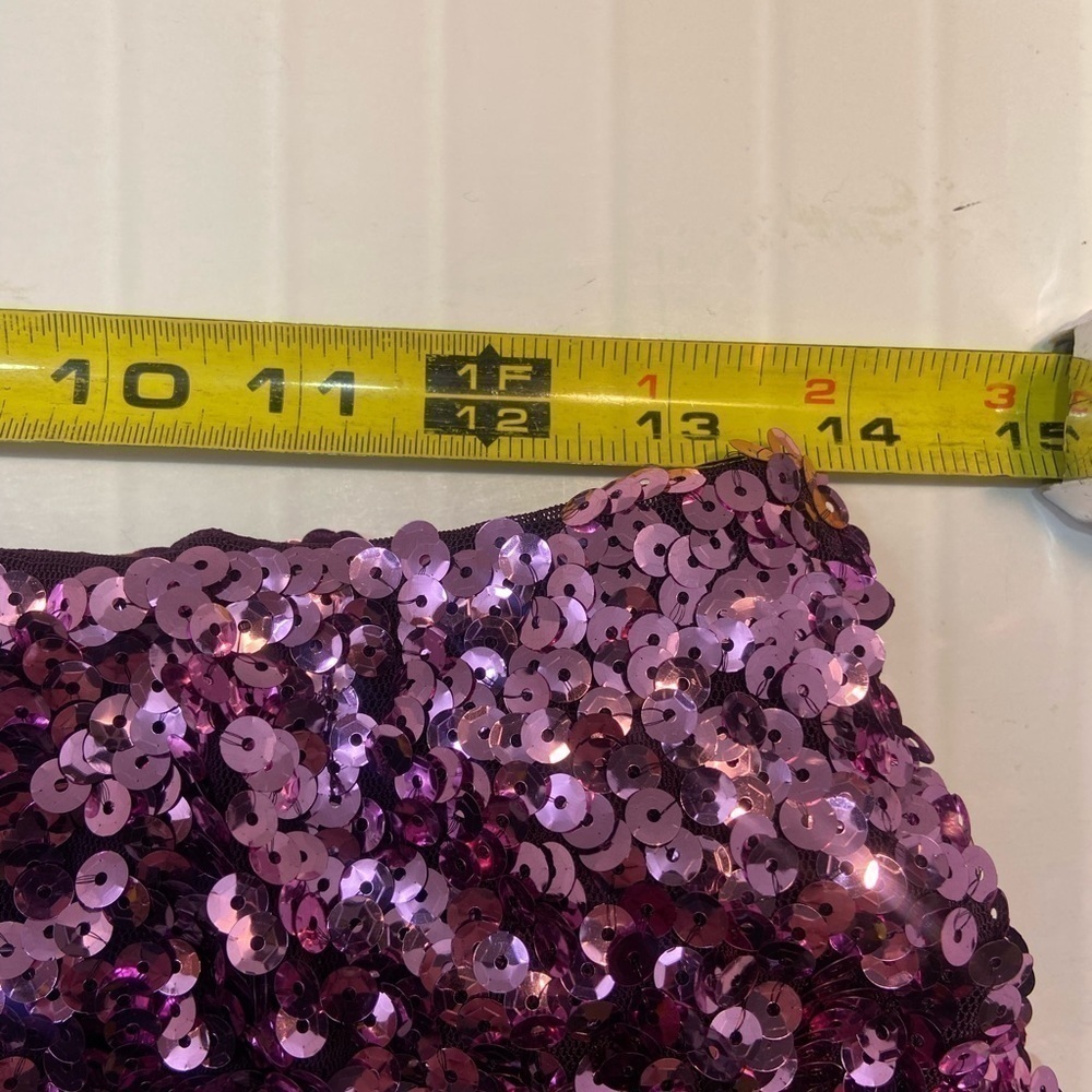 MANER Sequined Ombre Mini Skirt Size Large Purple Elastic Waist NWT READ - Picture 8 of 9